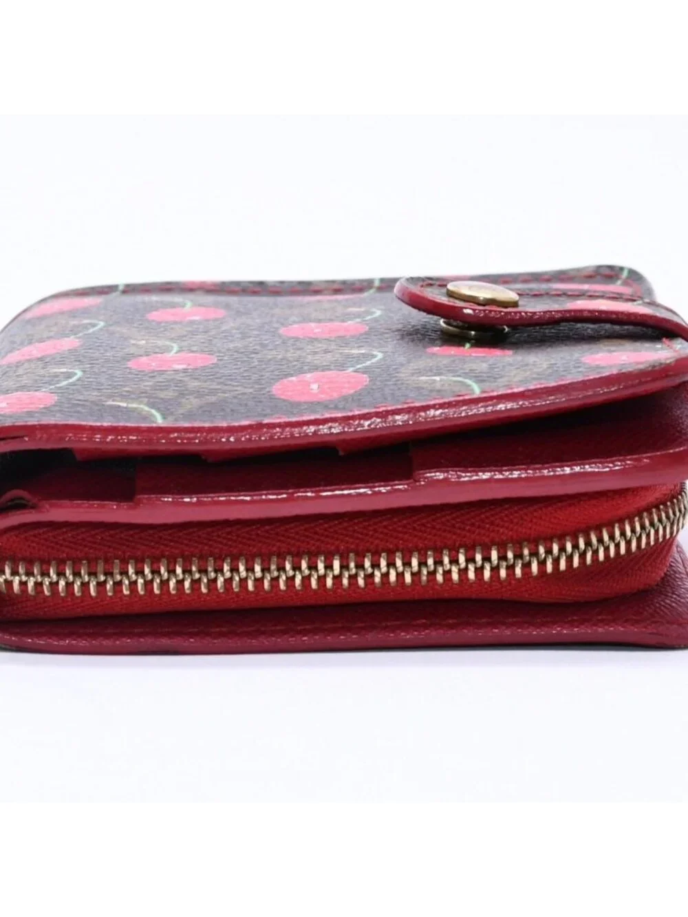 Louis Vuitton Monogram Cherry Compact Zip Bifold Wallet Takashi Murakami Brown